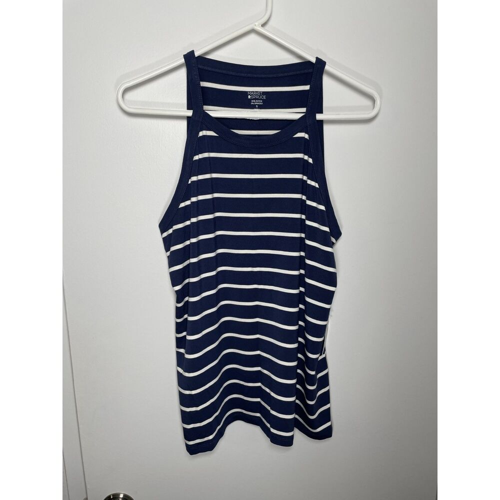 Market & Spruce Navy & White Stripe Tank Top XL NWT